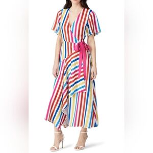 Color Me Courtney brand, striped Taira wrap dress. MSRP $230